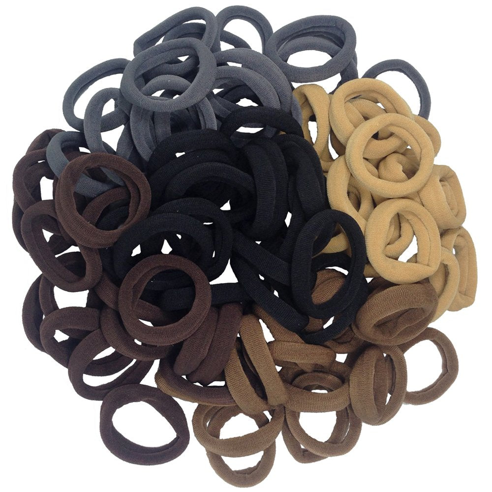 J-MEE hair bands in neutral colors with seamless cotton design for gentle, no-crease styling