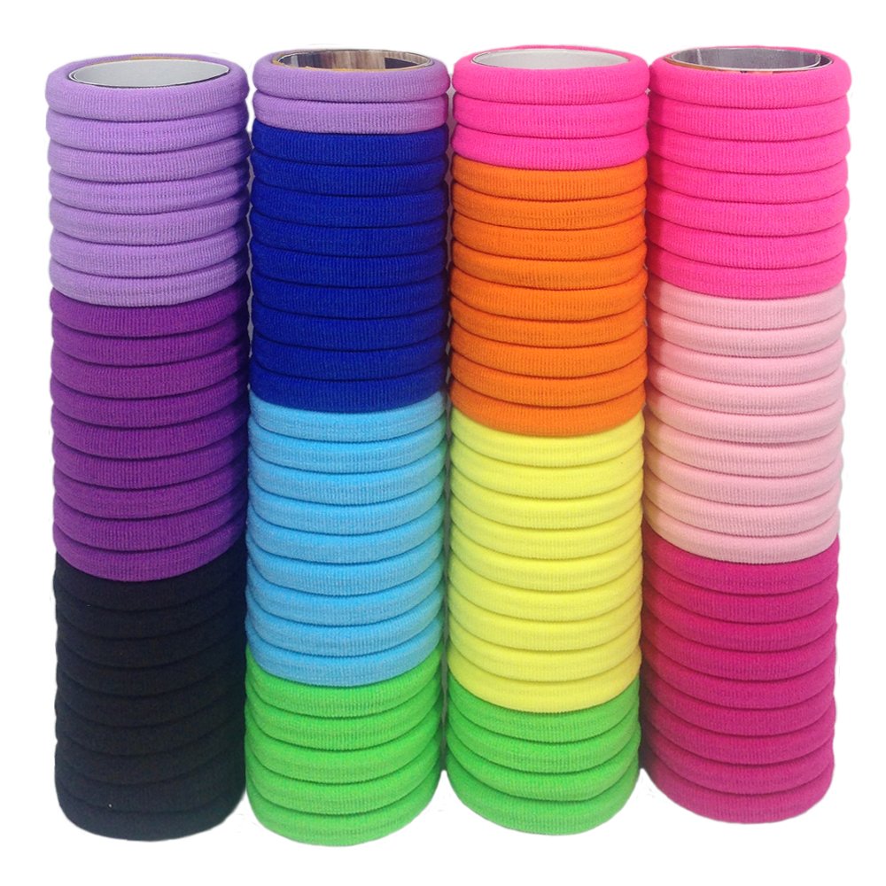 J-MEE seamless hair bands in assorted colors for crease-free ponytails.