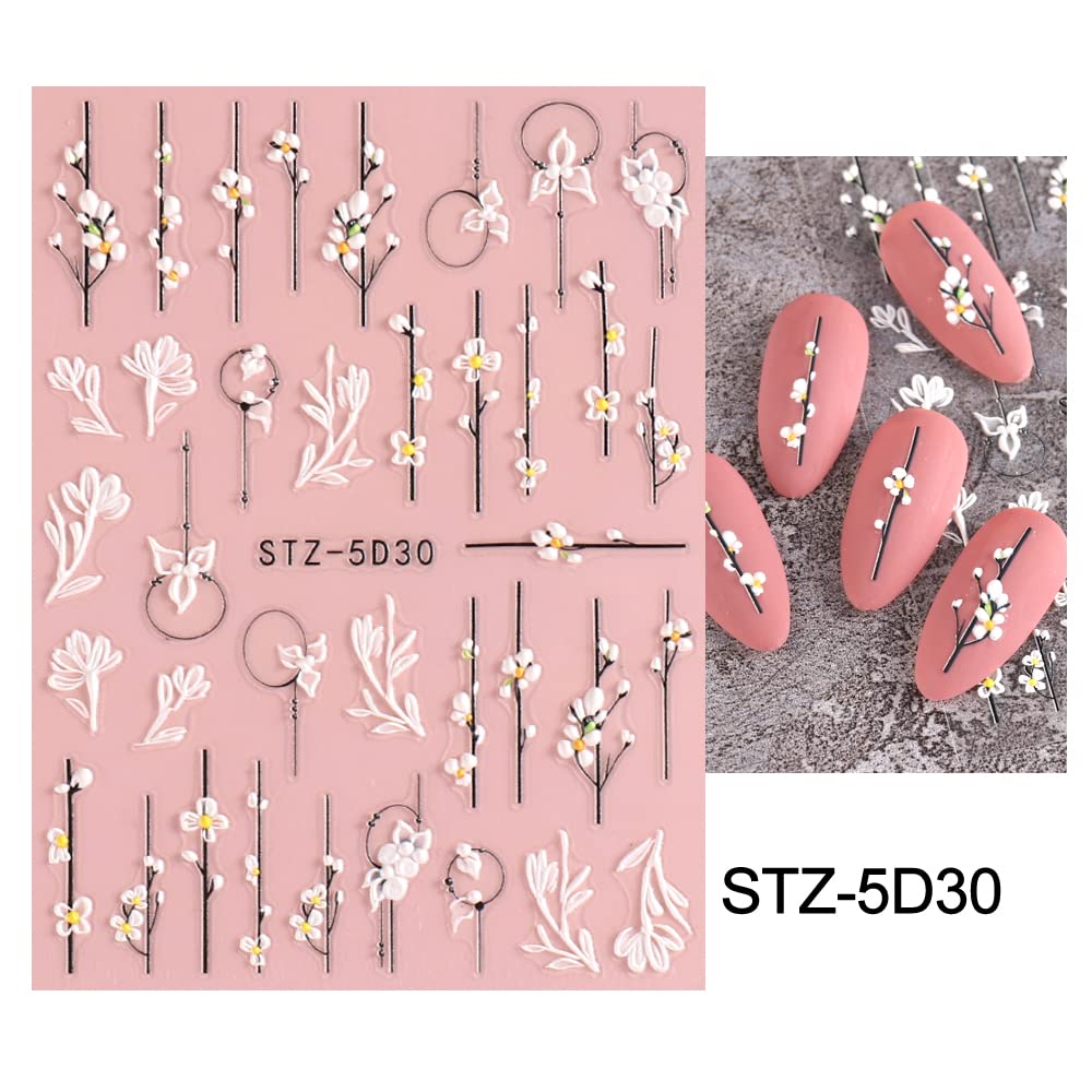 jmeowio arte de uñas floral con relieve para un acabado elegante