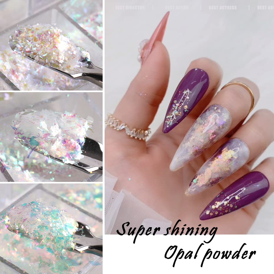 Jmeowio ice slag nail decor enhances 3D effects with icy reflective sparkle.