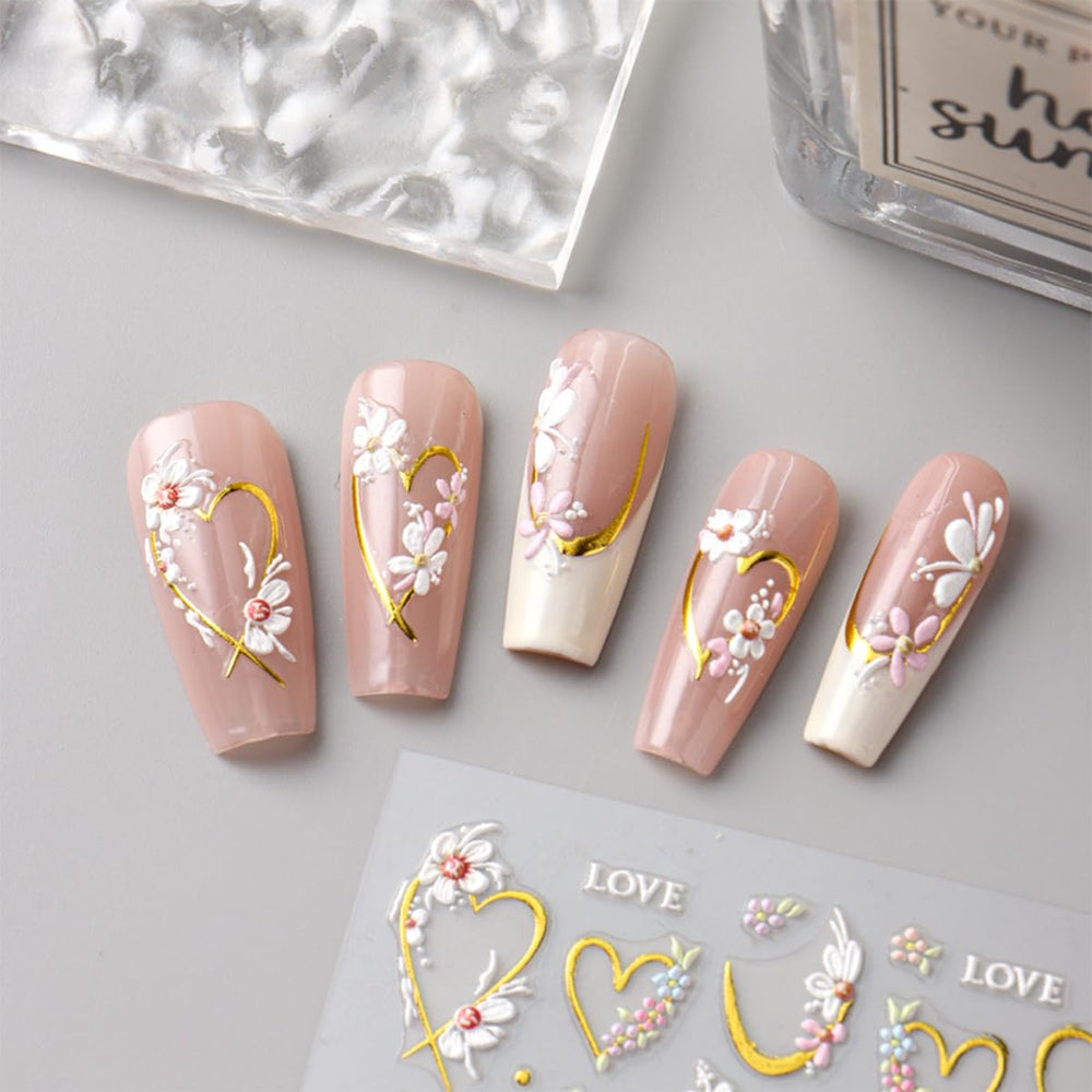 JMEOWIO paquete cuatro hojas florales: colección versátil para renovar tu manicura.