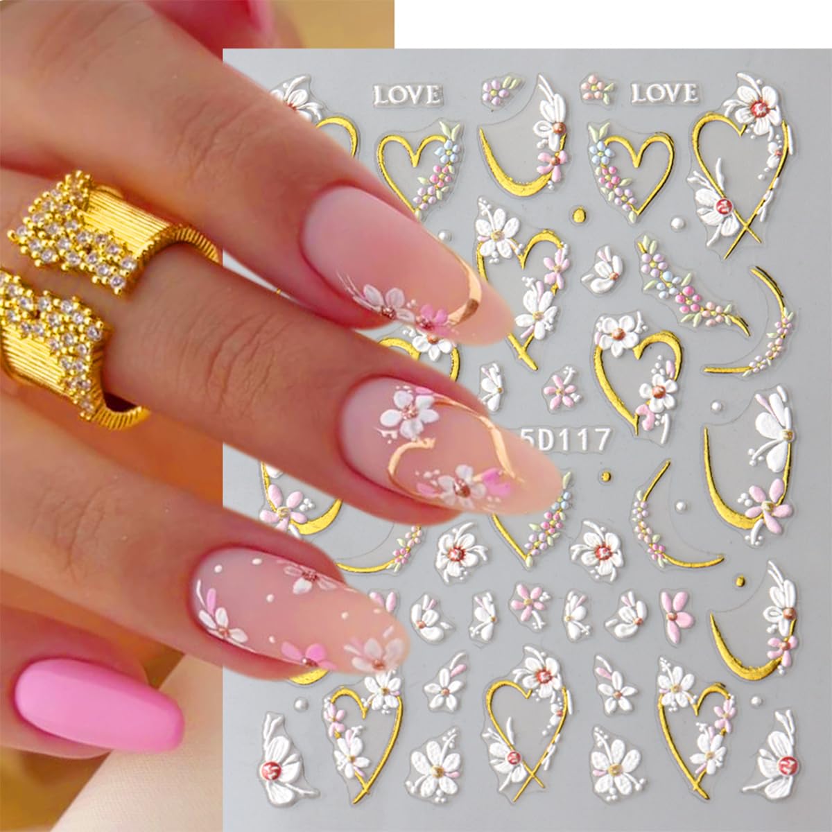 JMEOWIO pegatinas uñas florales: opción personalizada para combinar estilos únicos.