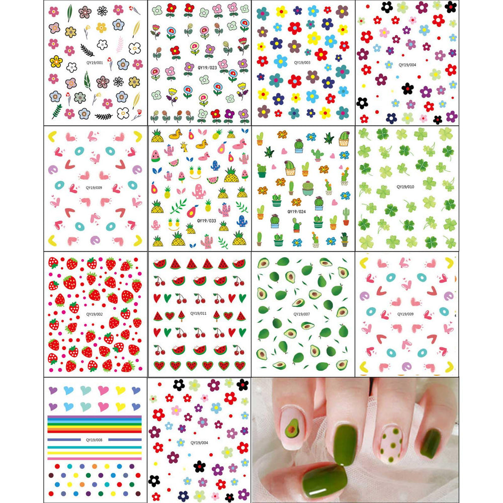 Pegatinas JMEOWIO uñas flores brillantes para un look fresco