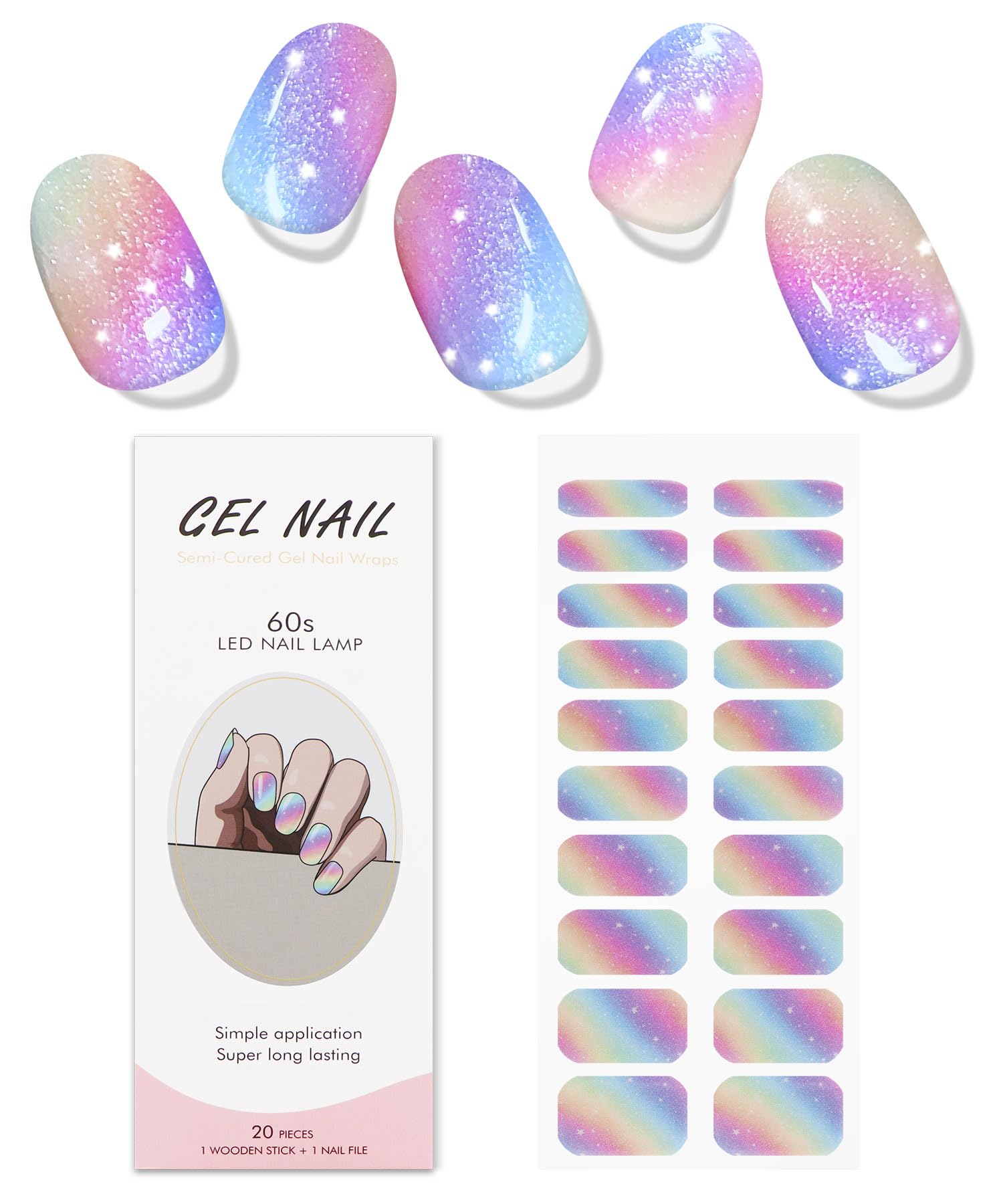 Tiras semicuradas de gel JMEOWIO para un acabado duradero.