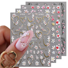 JMEOWIO estampas uñas flor 3D: añade relieve floral y brillo duradero para uñas naturales.