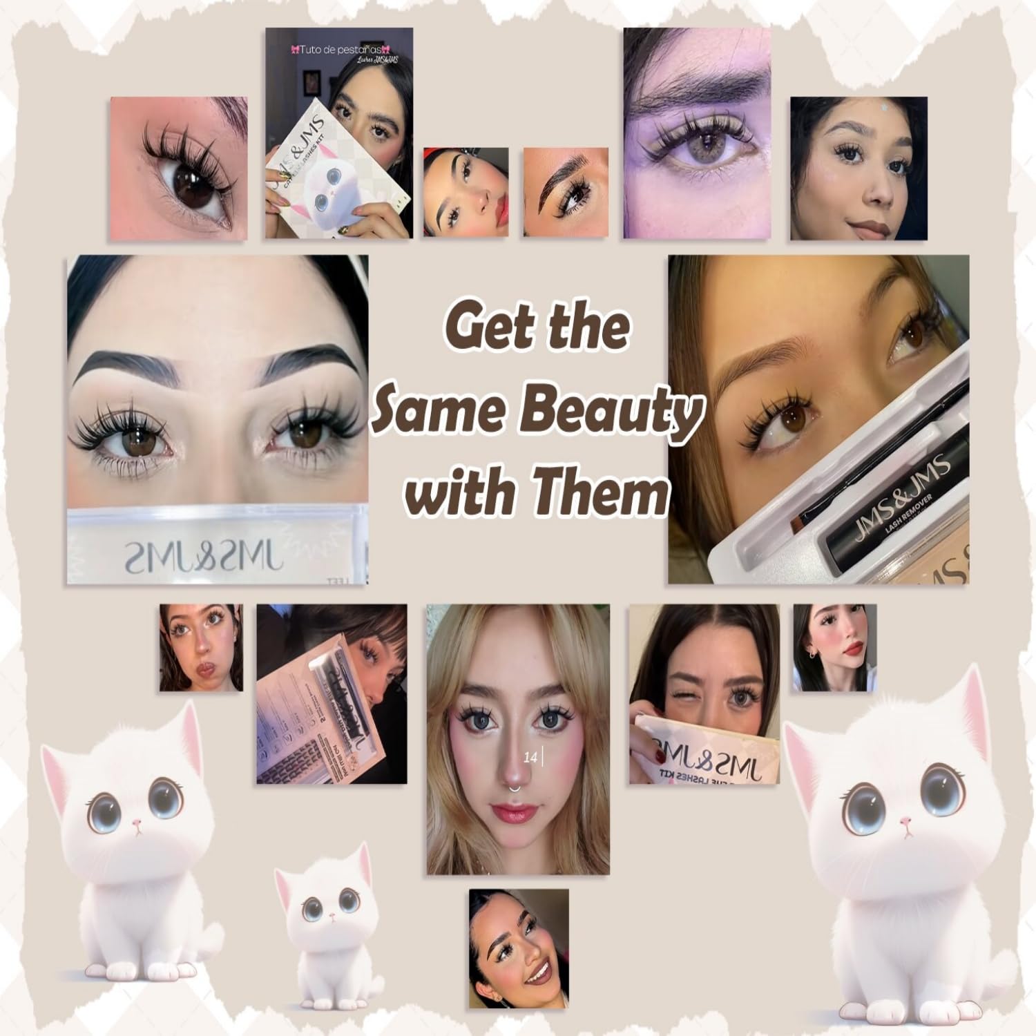 JMS&JMS Bunny Lash Clusters left eye design for a bright cat-eye effect.