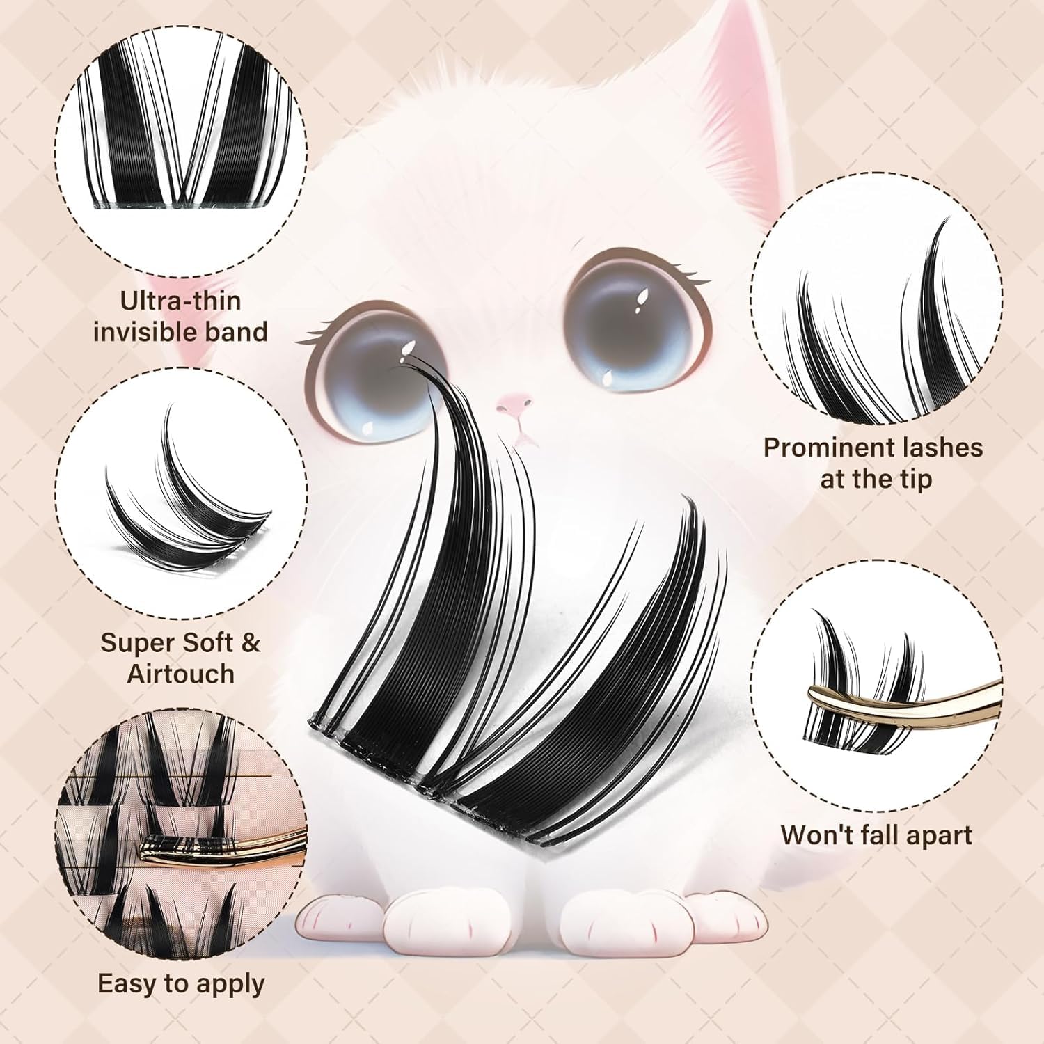 JMS&JMS Bunny Lash Clusters right eye design mirrors the left for symmetry.