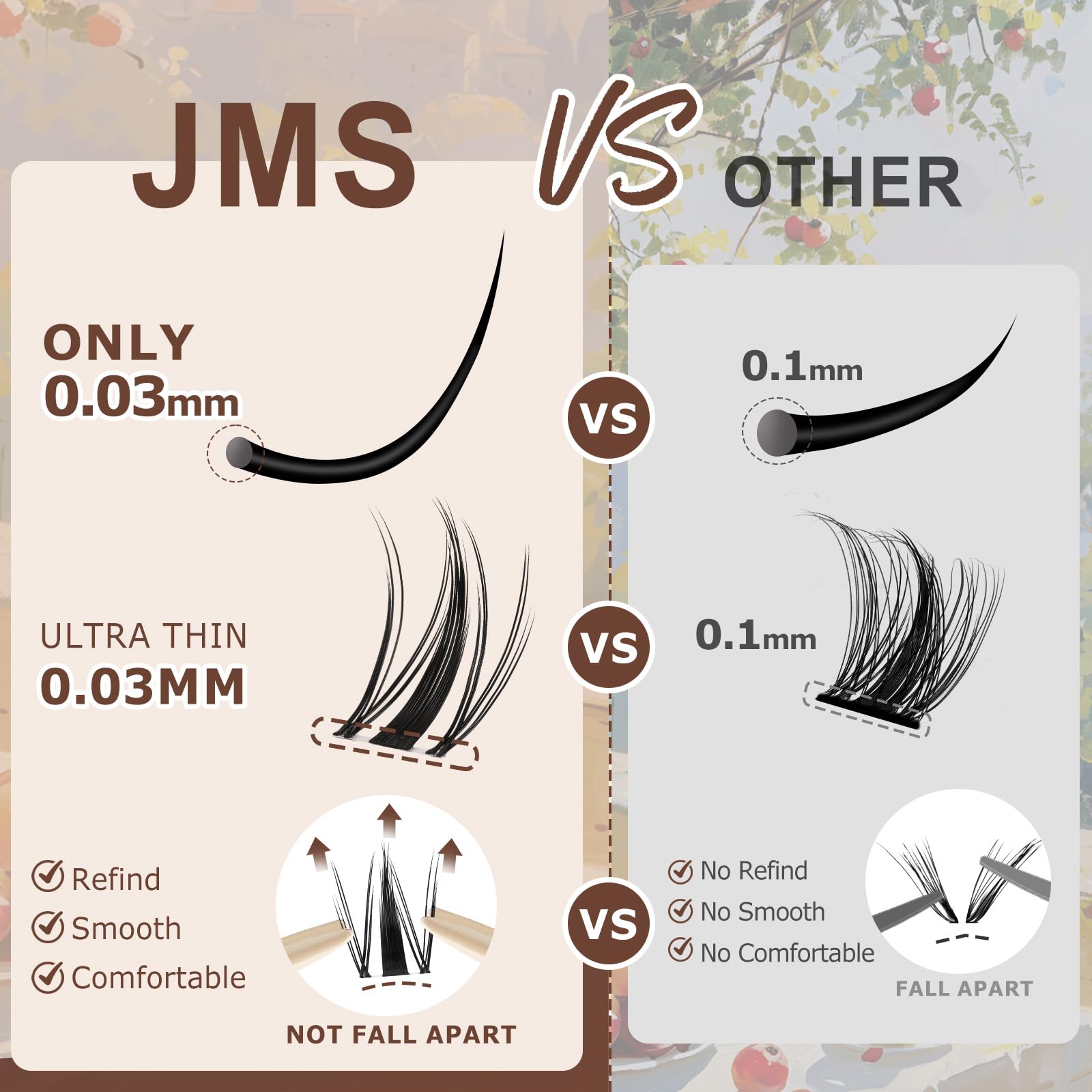JMS&JMS False Eyelashes Tweezers help precise placement for beginner-friendly application.