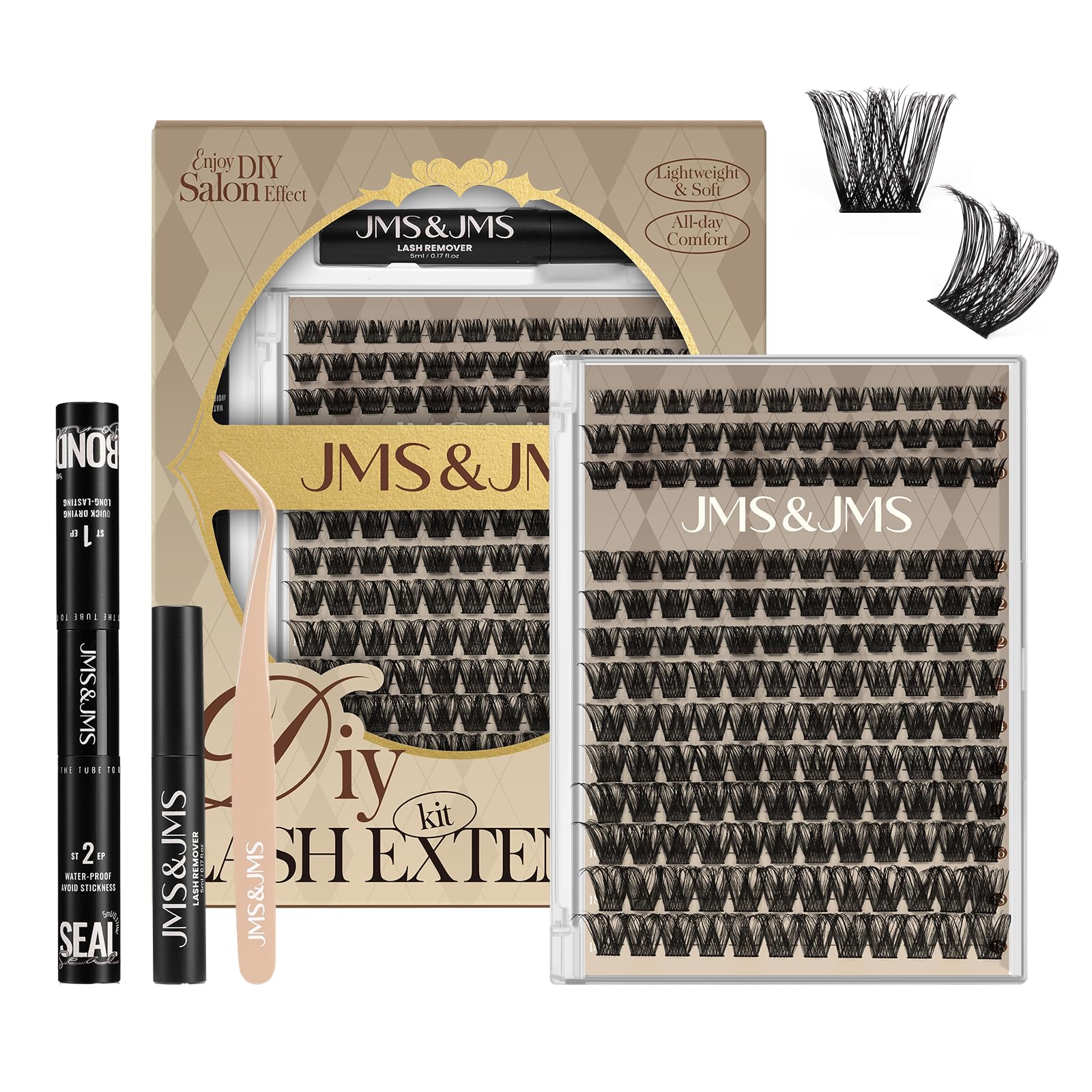 JMS&JMS Lash Clusters Kit box ready for at-home DIY lash extensions
