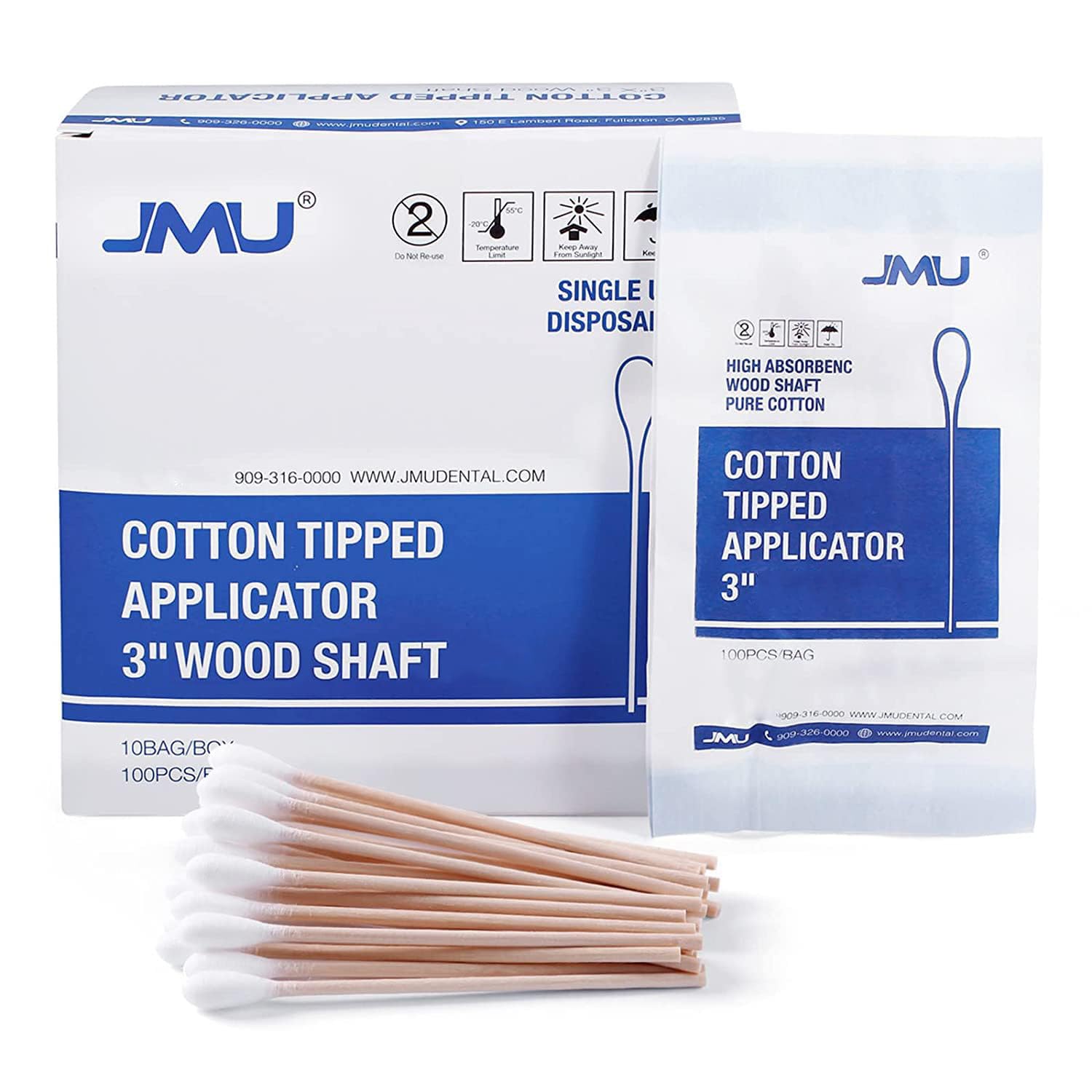 JMU medical cotton swabs with solid heads for safer wound care