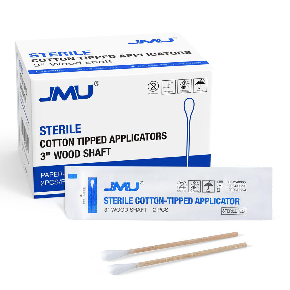 JMU sterile cotton tipped applicator, 3-inch length, for precise application.