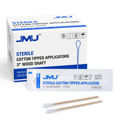 JMU sterile cotton tipped applicator, 3-inch length, for precise application.
