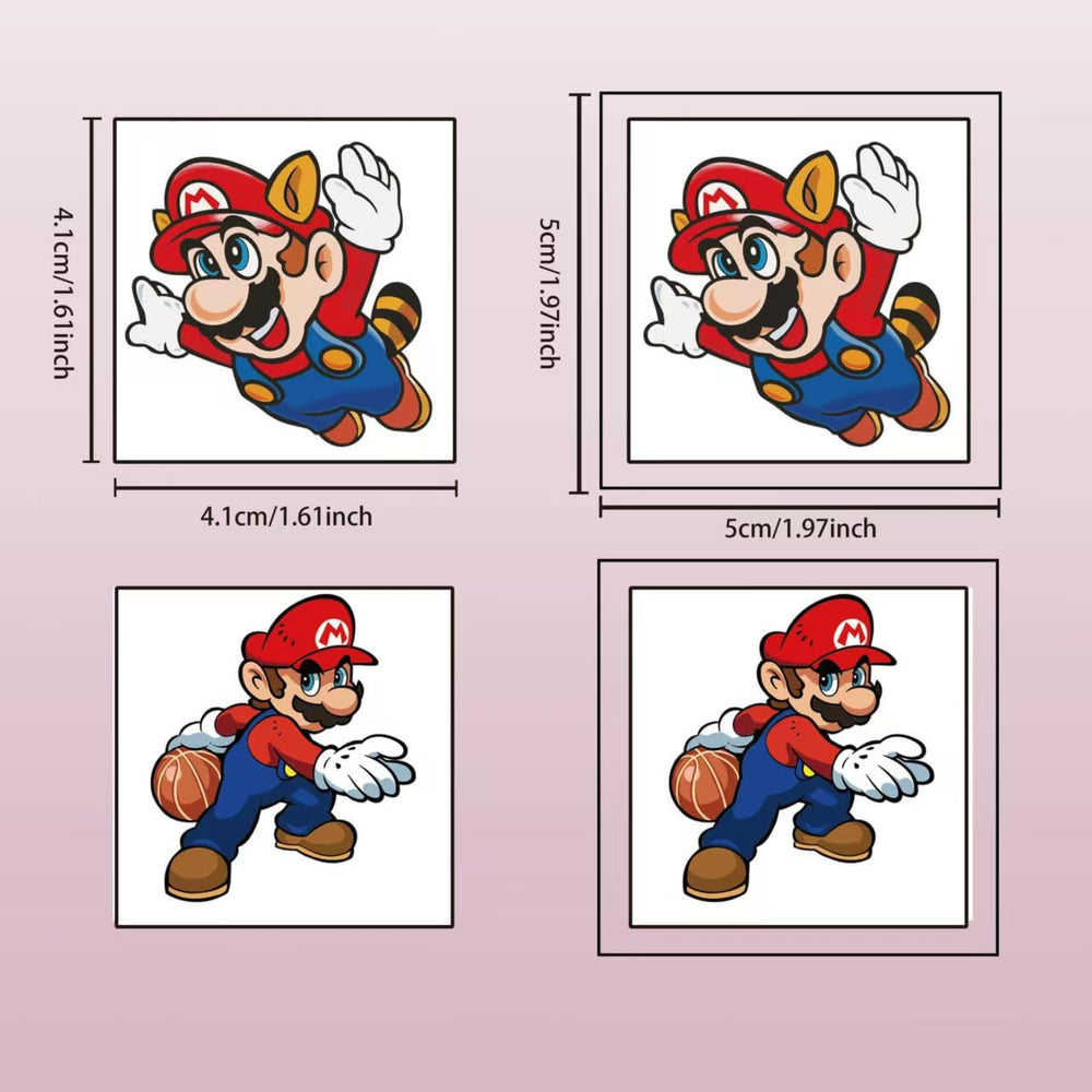 JMYUJX Mario tattoo on hand example, quick application for kids at parties.