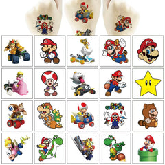 JMYUJX cartoon Mario tattoos packaging image for gift sets and displays.