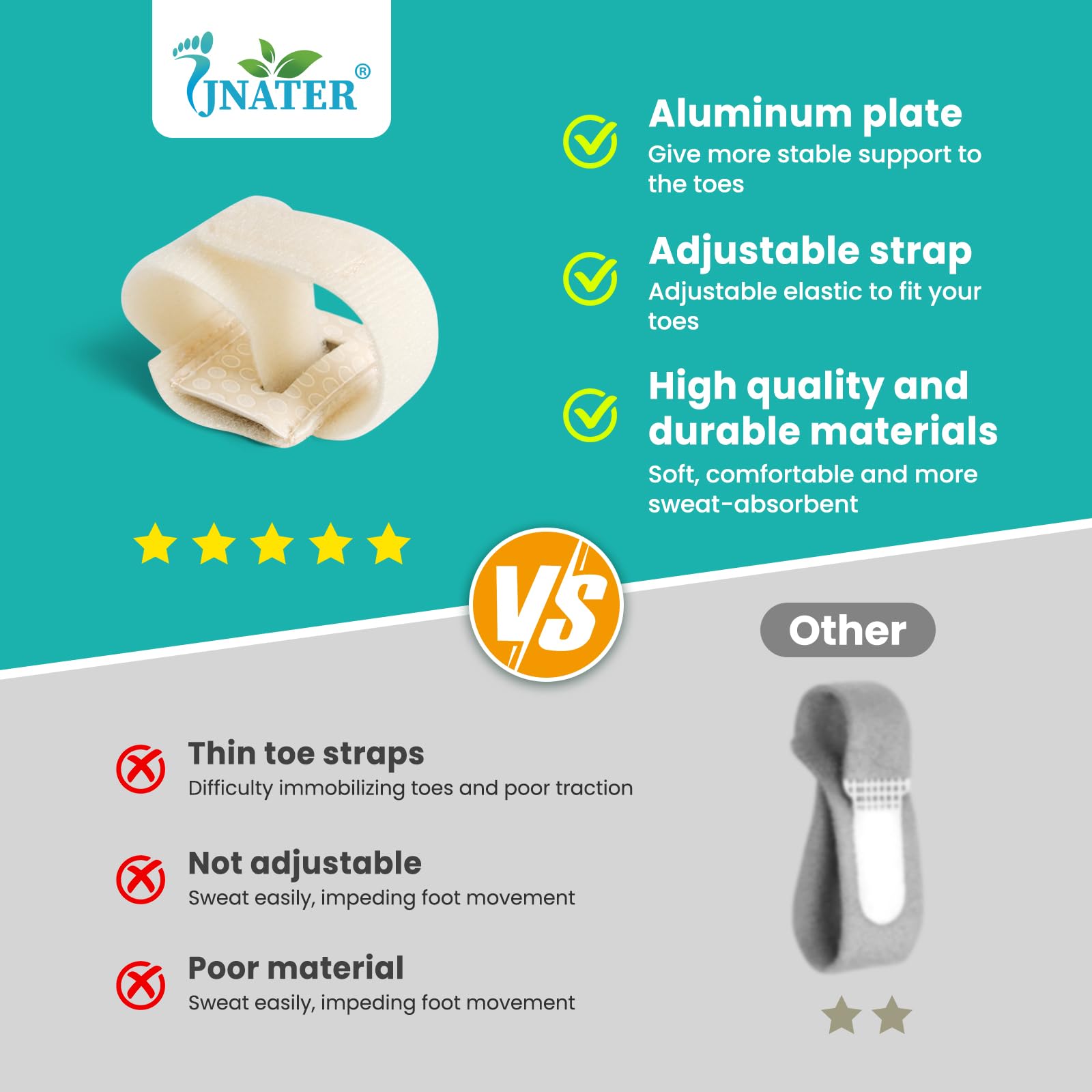 JNATER beige universal toe splint ships as a 2 piece set