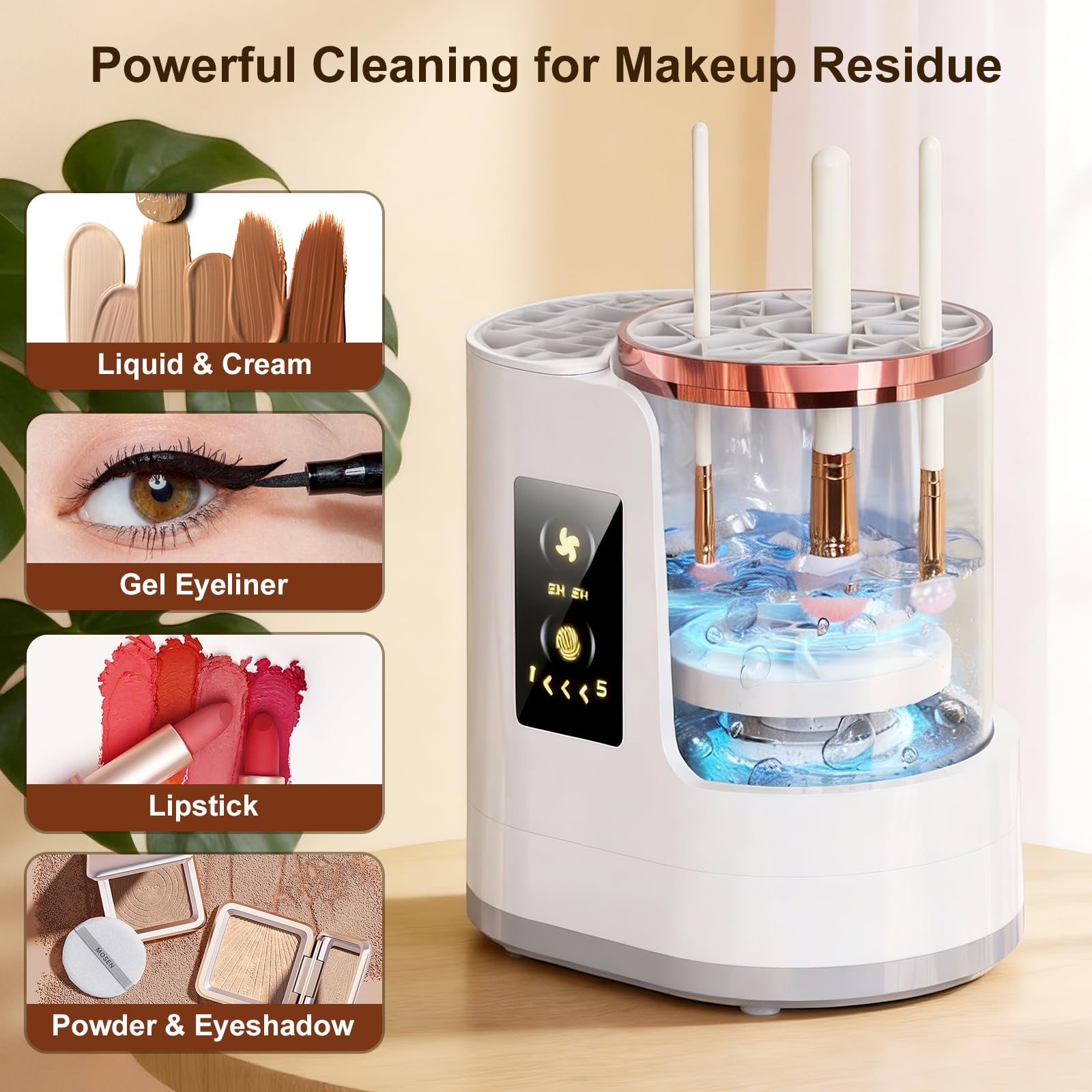 Jnconser Flexible brush holder accommodates various brush sizes securely.