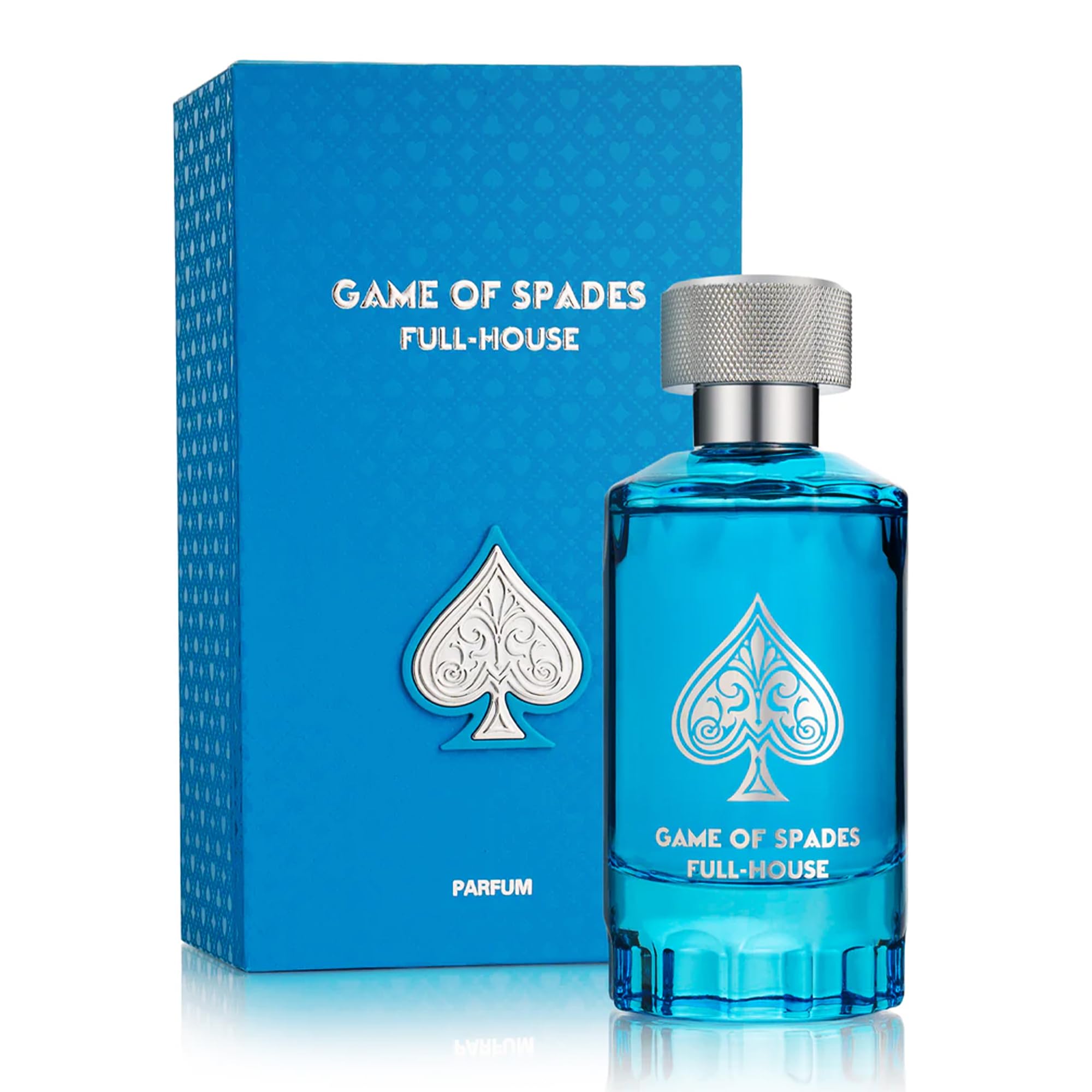 Jo Milano Game of Spades Full House bottle front view, unisex citrus-wood fragrance.