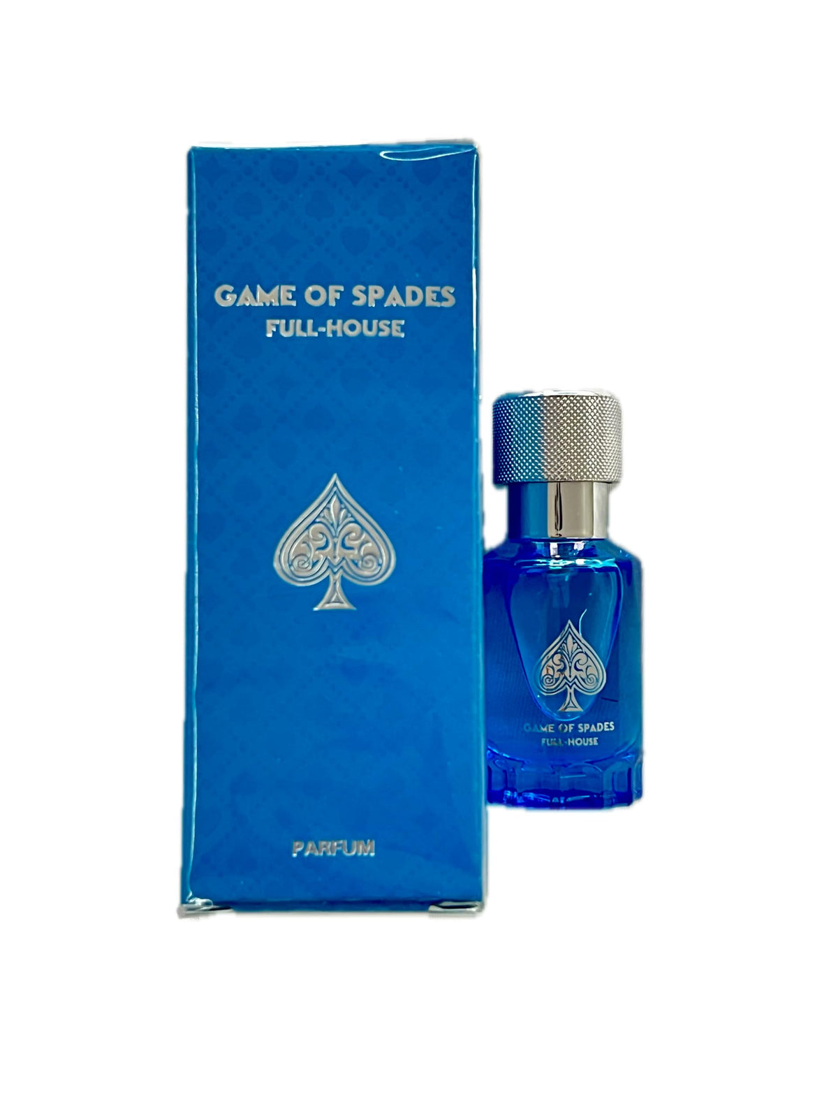 Jo Milano Game of Spades Full House parfum bottle, amber spicy unisex fragrance for day or night wear
