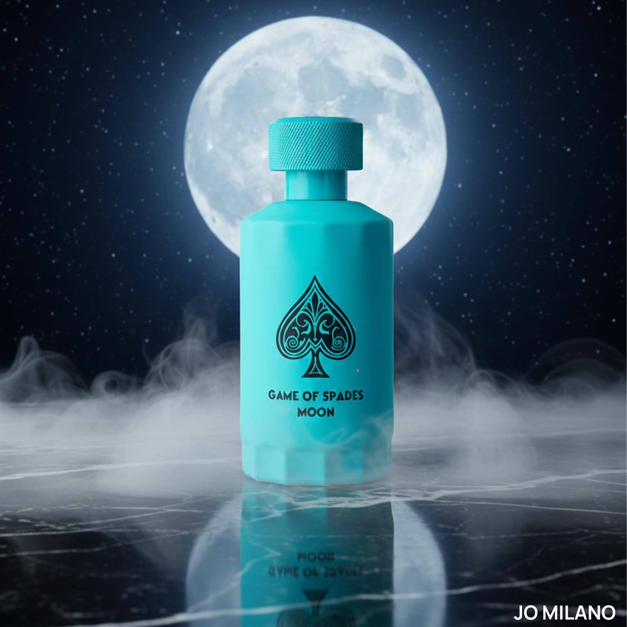 Patchouli and sandalwood heart notes highlight sophistication for Jo Milano Game of Spades Moon.