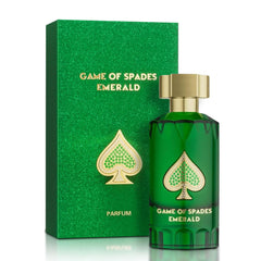 Jo Milano Game of Spades Emerald bottle on display, vibrant citrus energy for daily wear.