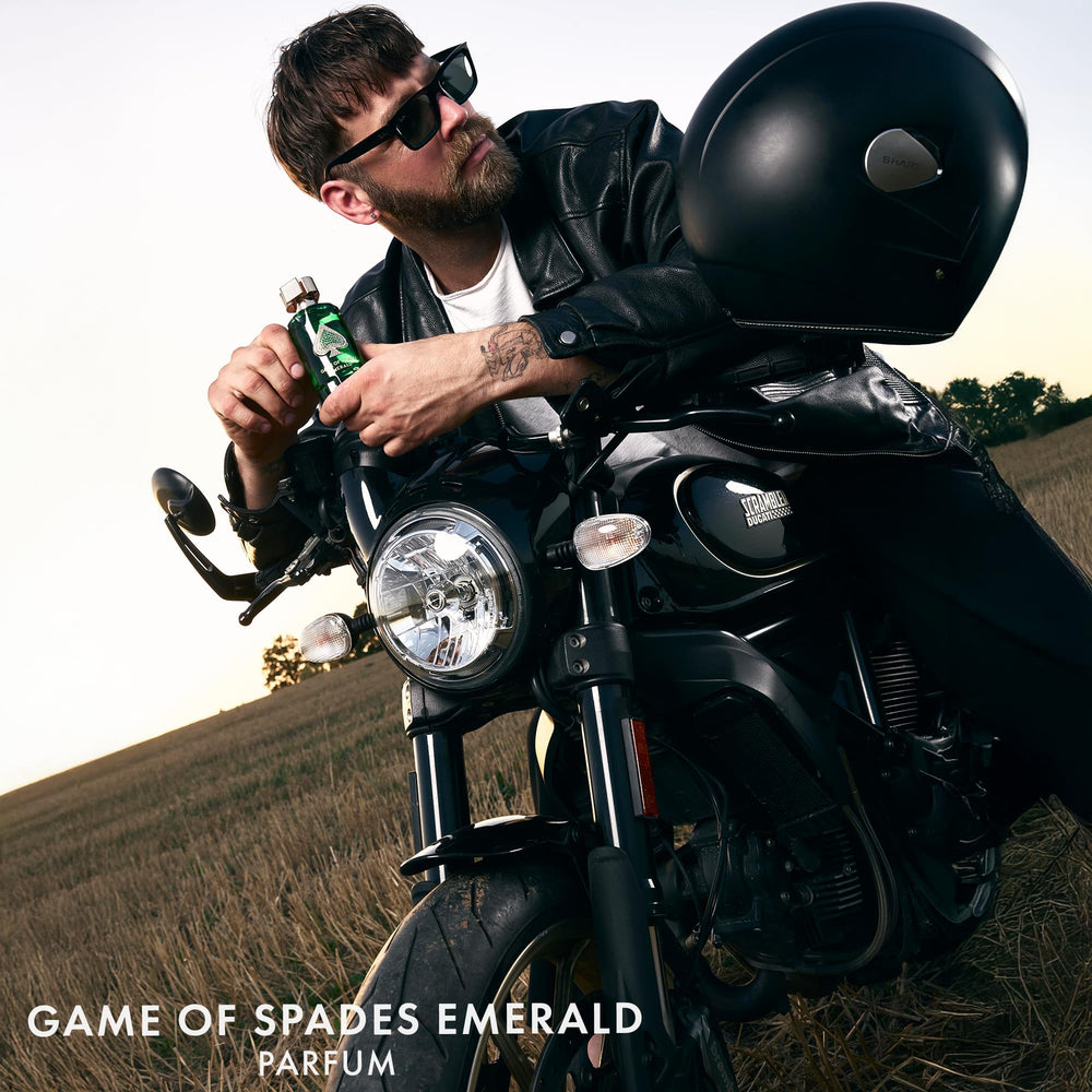 Jo Milano Game of Spades Emerald note card highlight, hints of ginger and neroli.