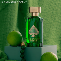 Jo Milano Game of Spades Emerald held in hand, portable elegance for daily wear.