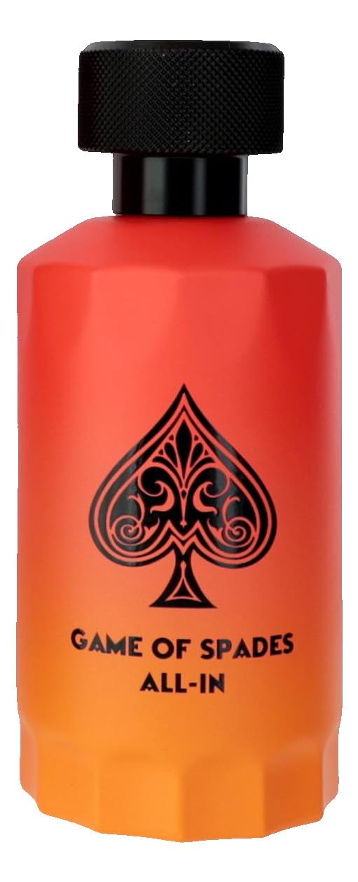 Jo Milano Paris Game of Spades bottle tilted highlights premium luxury aroma for evening wear.