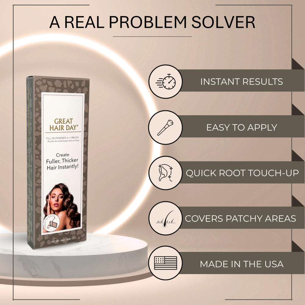 Joan Rivers Beauty Great Hair Day fill-in powder demonstrates color-safe formula that stays put.