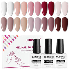 JODSONE 10-color gel nail polish swatch strip showing versatile shades.