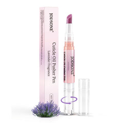 JODSONE 2-in-1 cuticle oil pen and pusher in hand for convenient nail care.