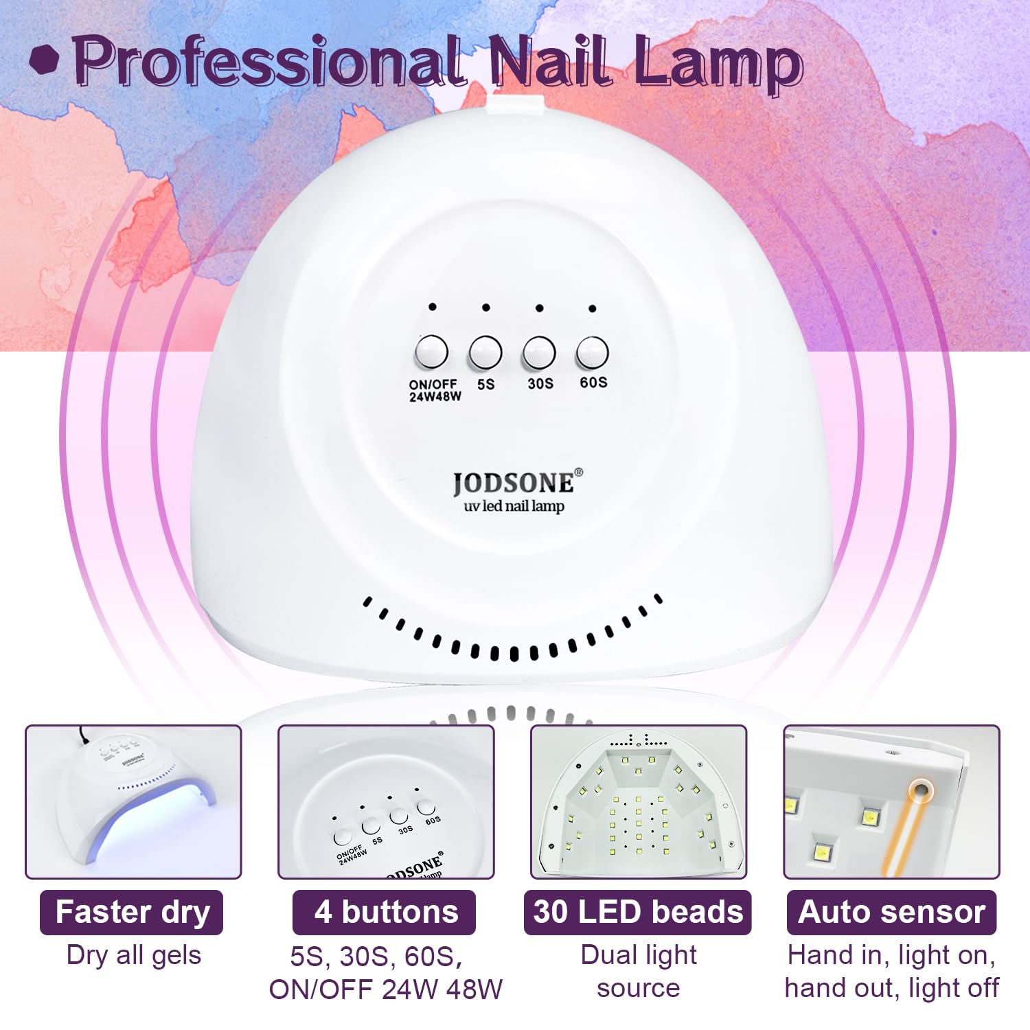 JODSONE 25000rpm nail drill preps nails for smooth gel application.
