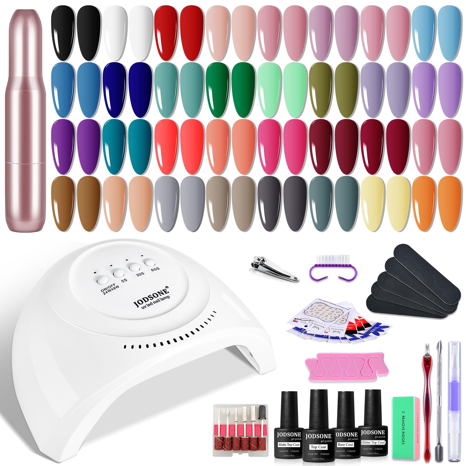 JODSONE 36-piece gel set with 32 colors for versatile at-home manicures.