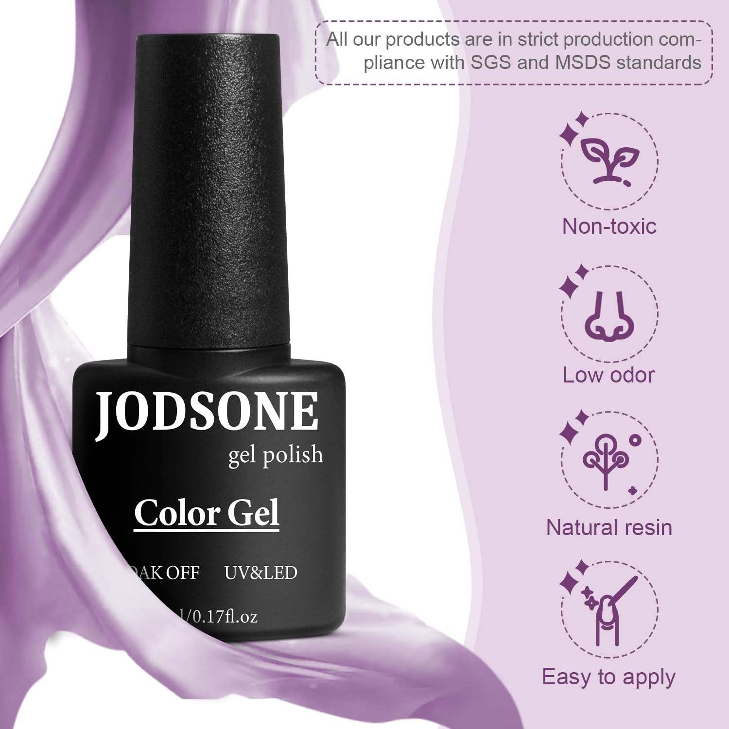 JODSONE base and top coats for lasting shine and smooth application.