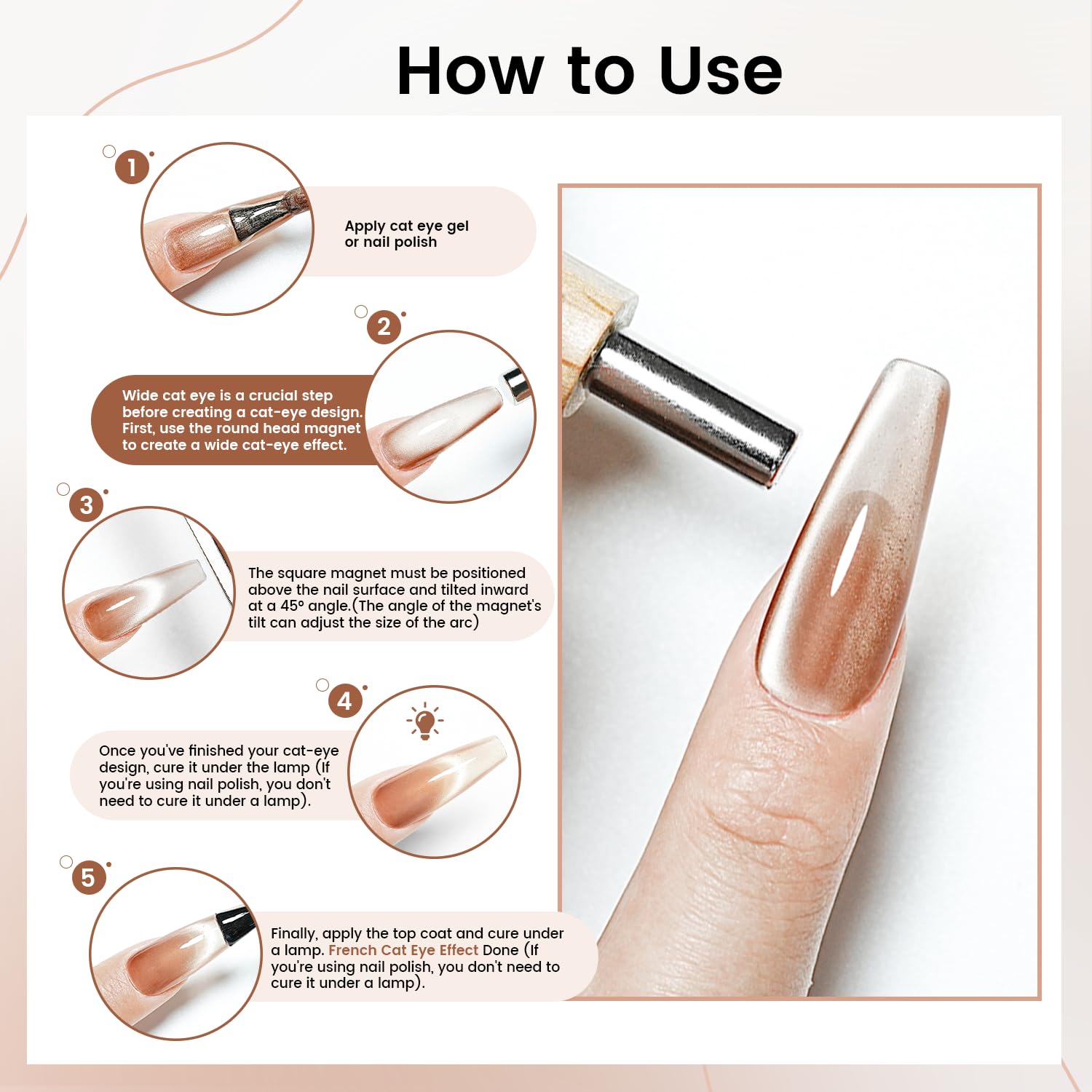 JODSONE cat eye magnet wide-view design helps gauge alignment before applying gel.