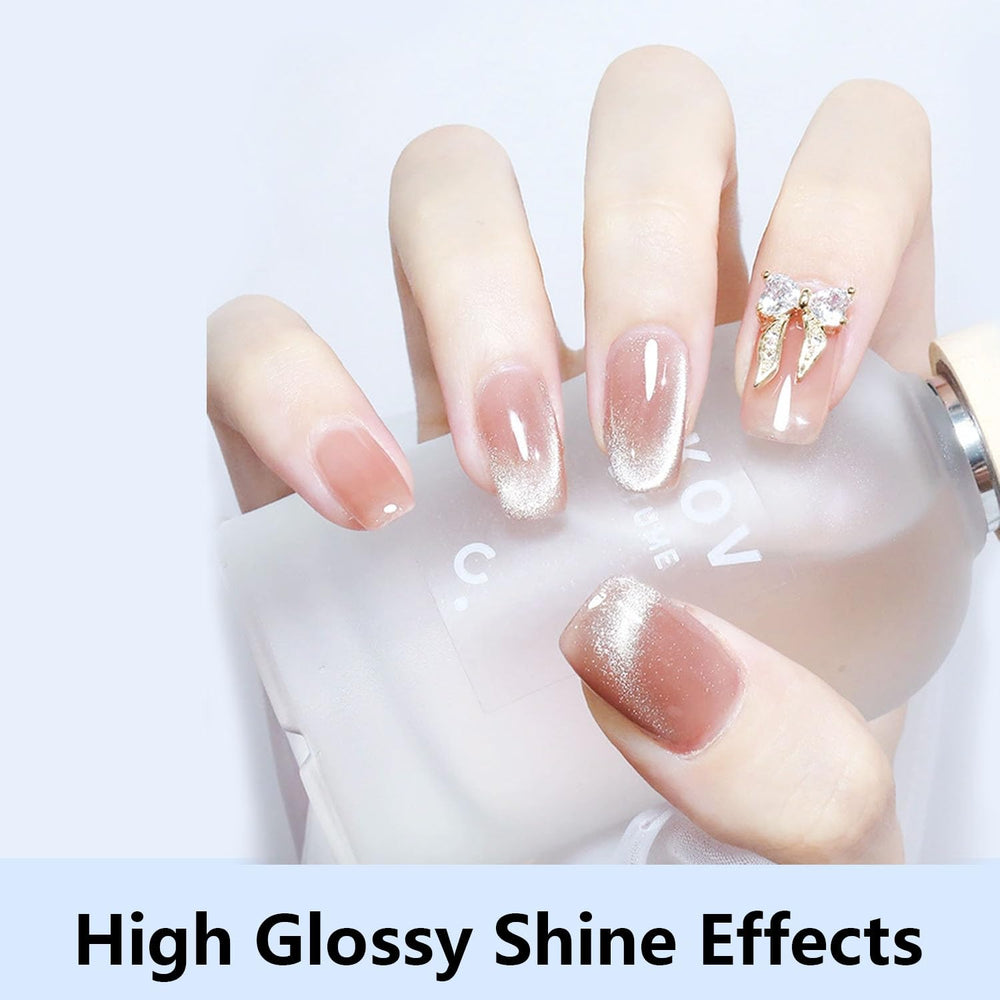 JODSONE dried, shiny nails after gel top coat application.