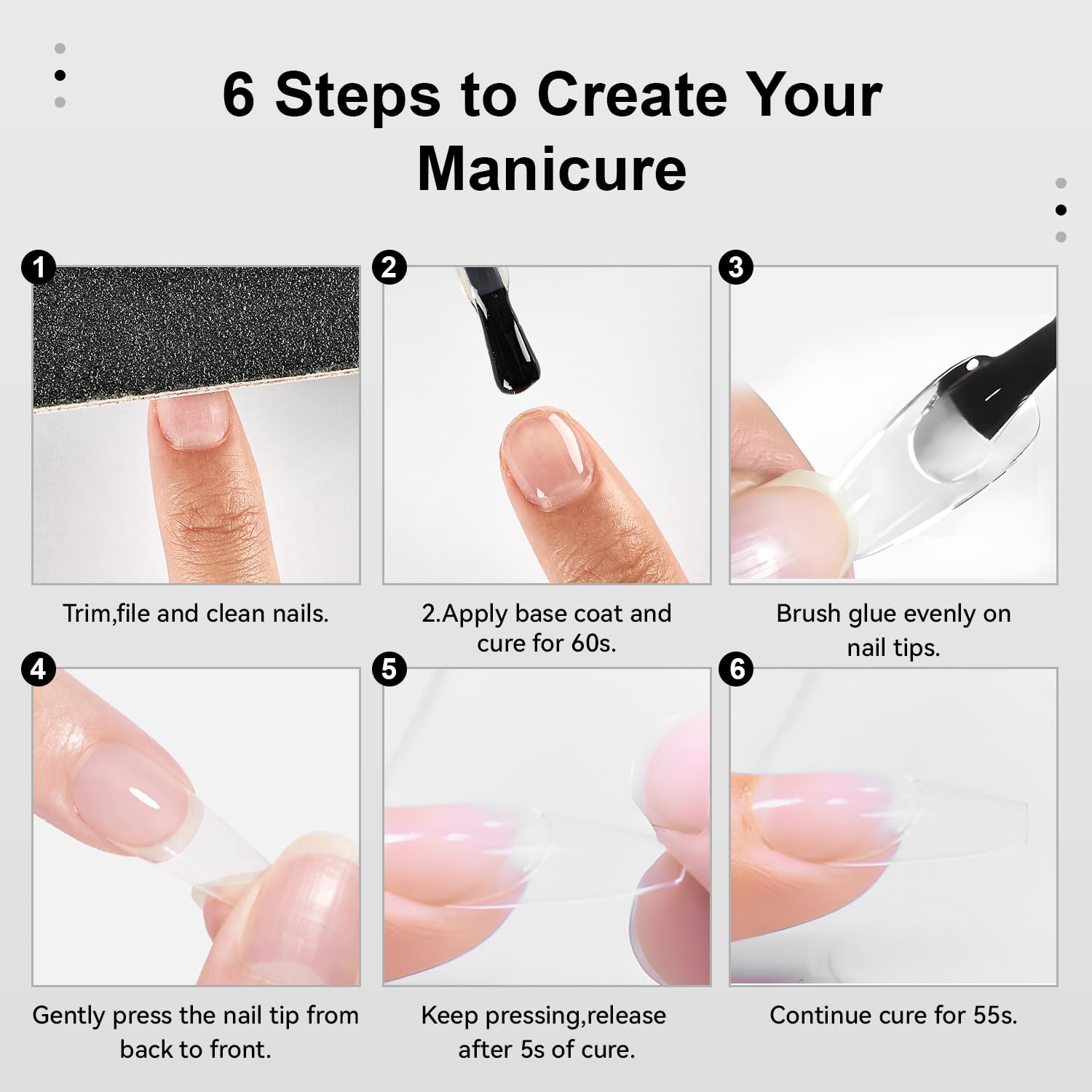 JODSONE gel nail glue enhances nail-tip adhesion on plastic and gel tips.