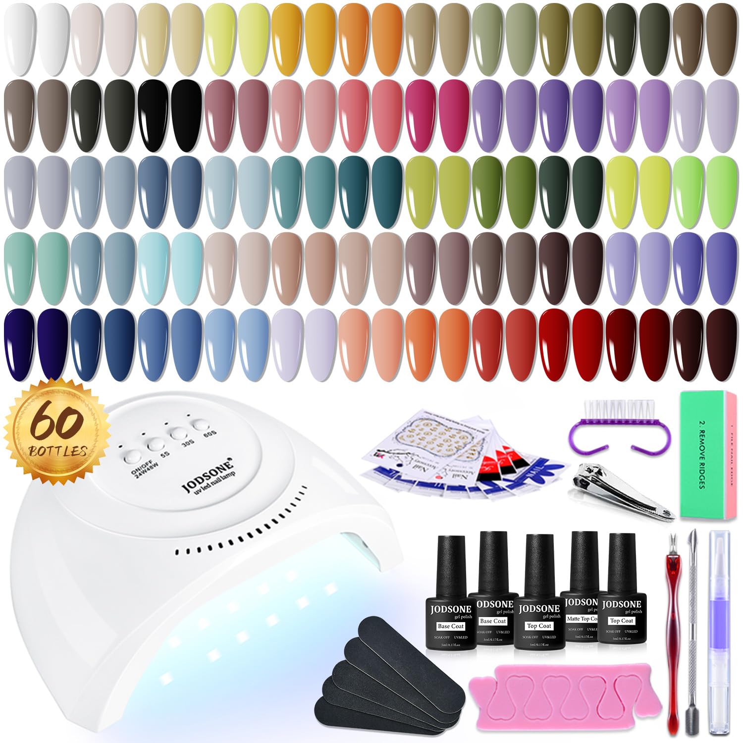 JODSONE gel nail polish kit with 55 colors for versatile at-home manicures.