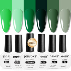 JODSONE green gel nail polish six-bottle set for all-season color and shine.