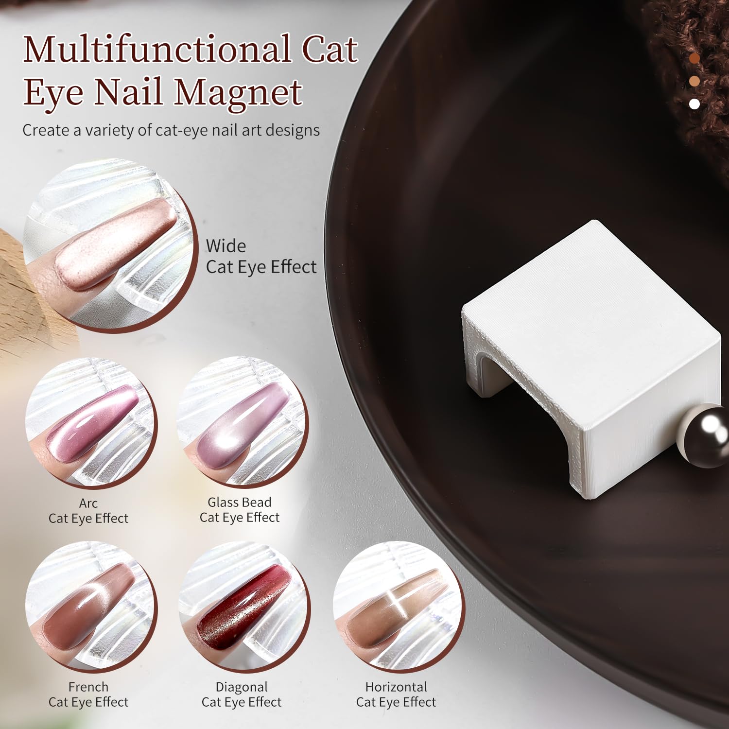 Imán JODSONE ojo de gato 5D con luz lateral para patrones.