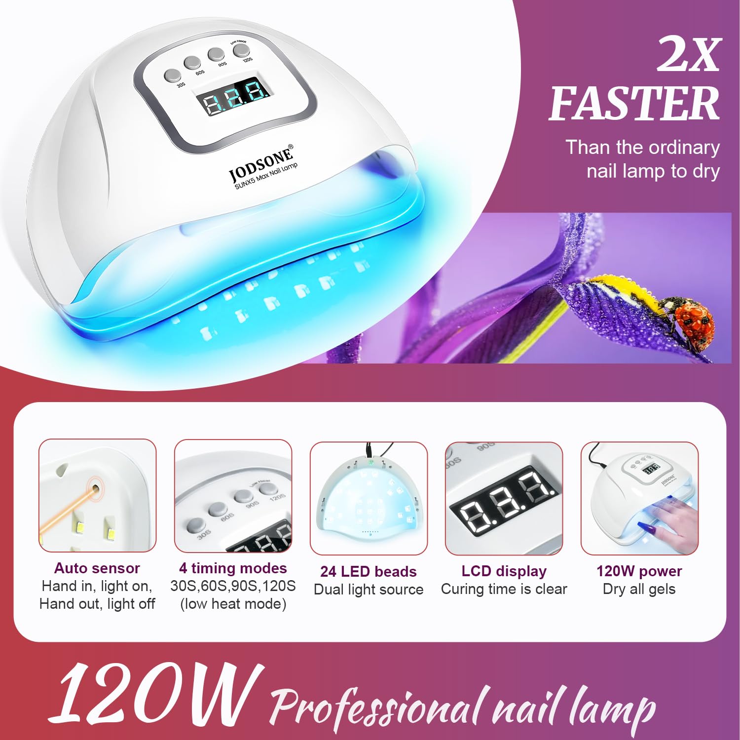 JODSONE nail-art tools set included for designs.