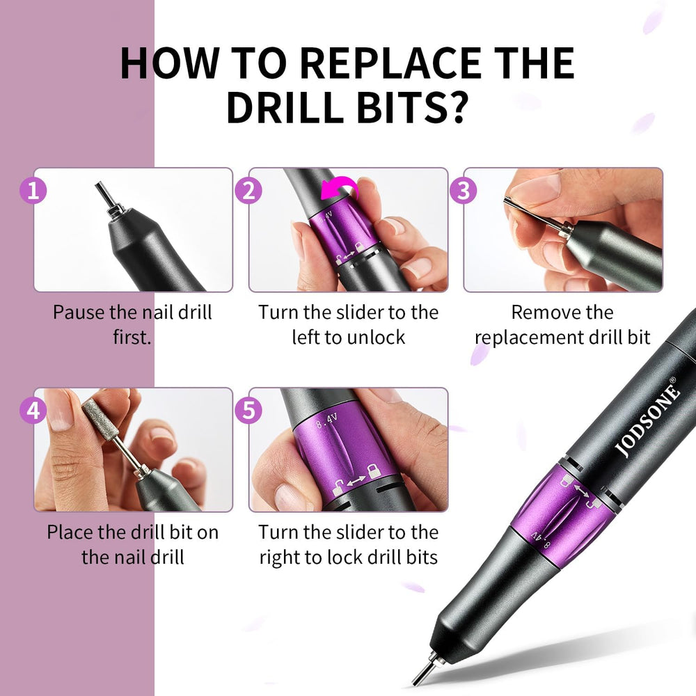JODSONE nail drill compact design reduces noise and vibration.