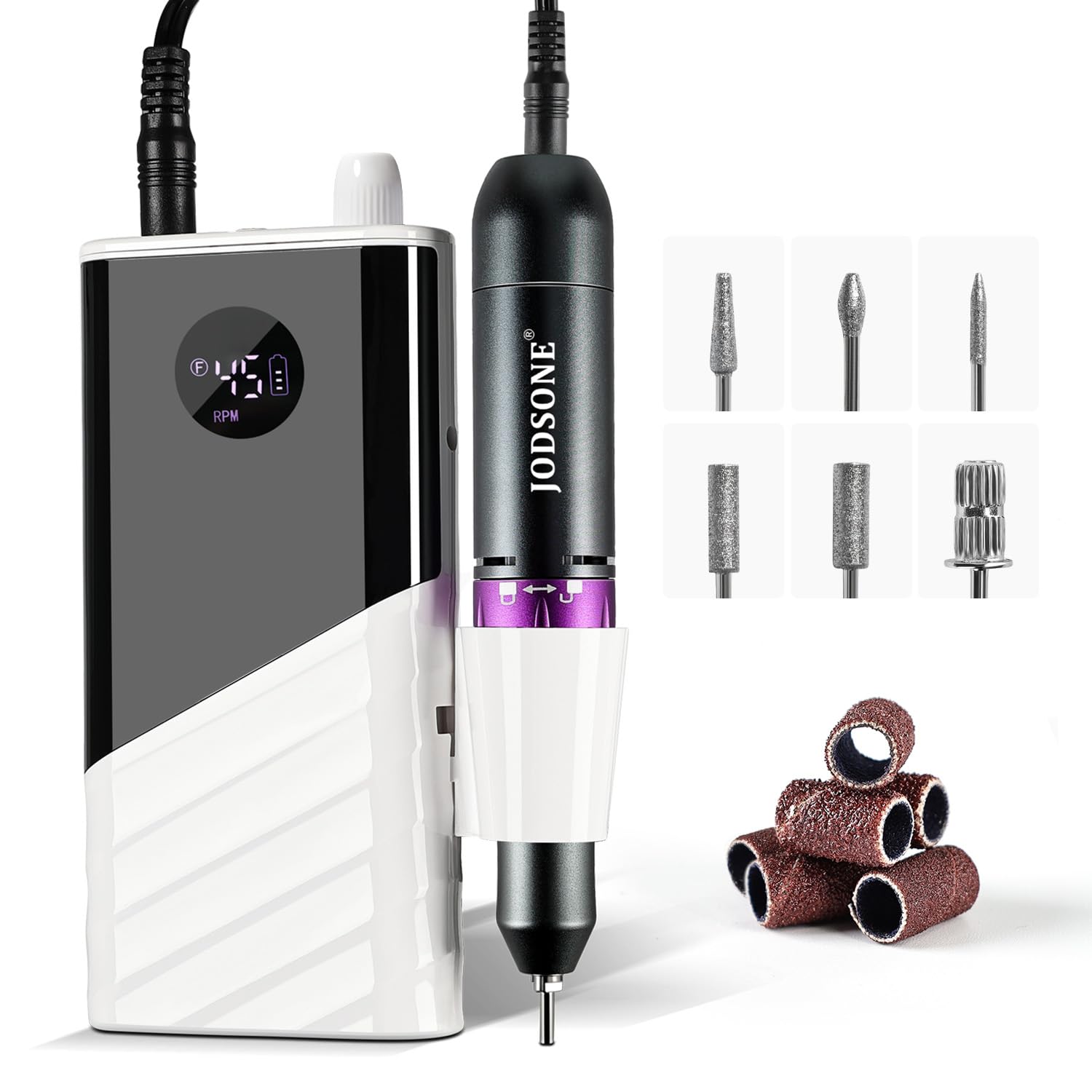 JODSONE nail drill front view with high-speed gel removal capability.