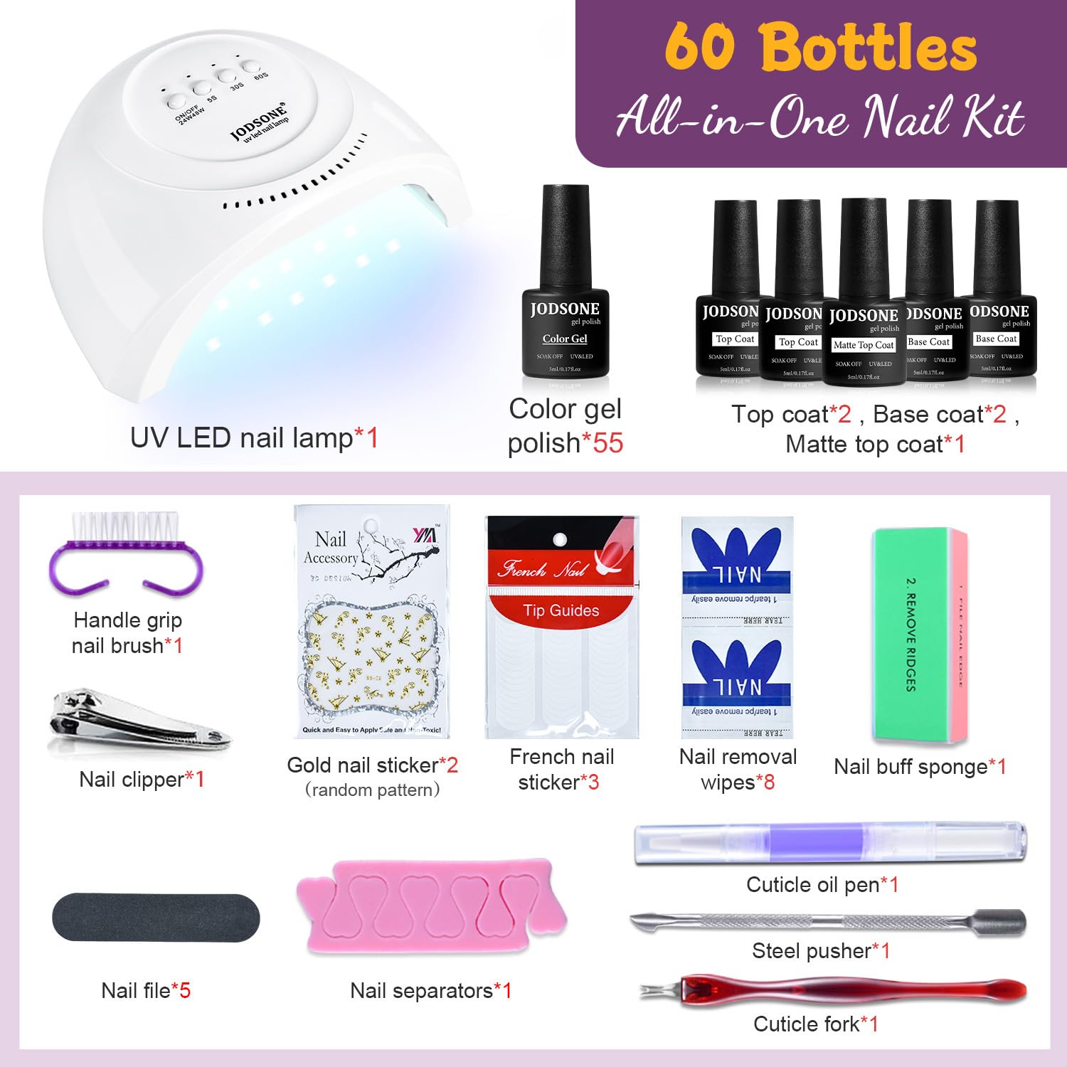 JODSONE UV nail lamp for quick, even curing across all nails.