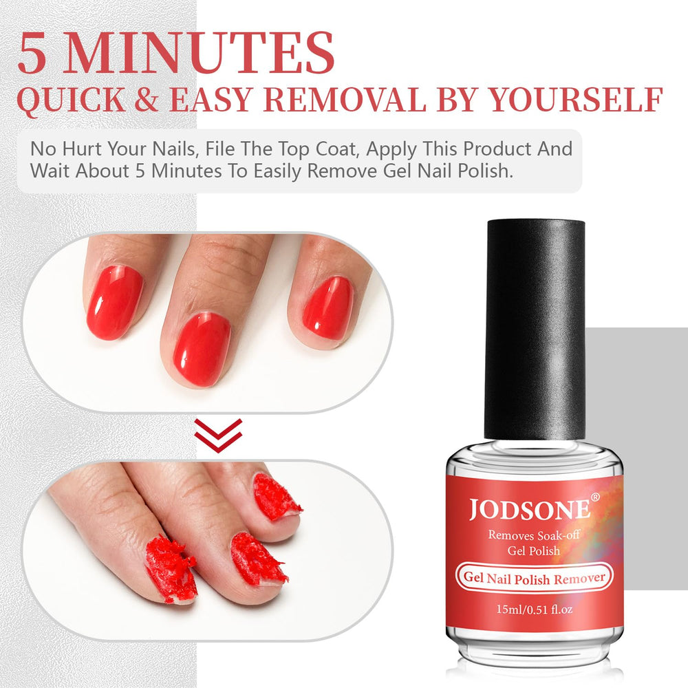 JODSONE remover shown on natural nails for gentle gel removal