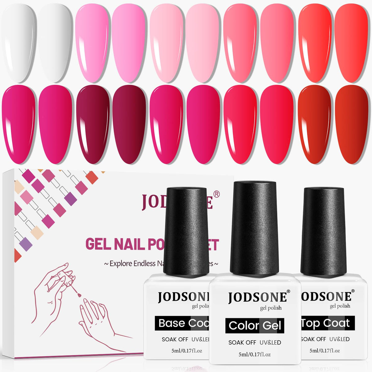 JODSONE: set de esmalte gel 12 piezas para manicuras caseras con brillo duradero.