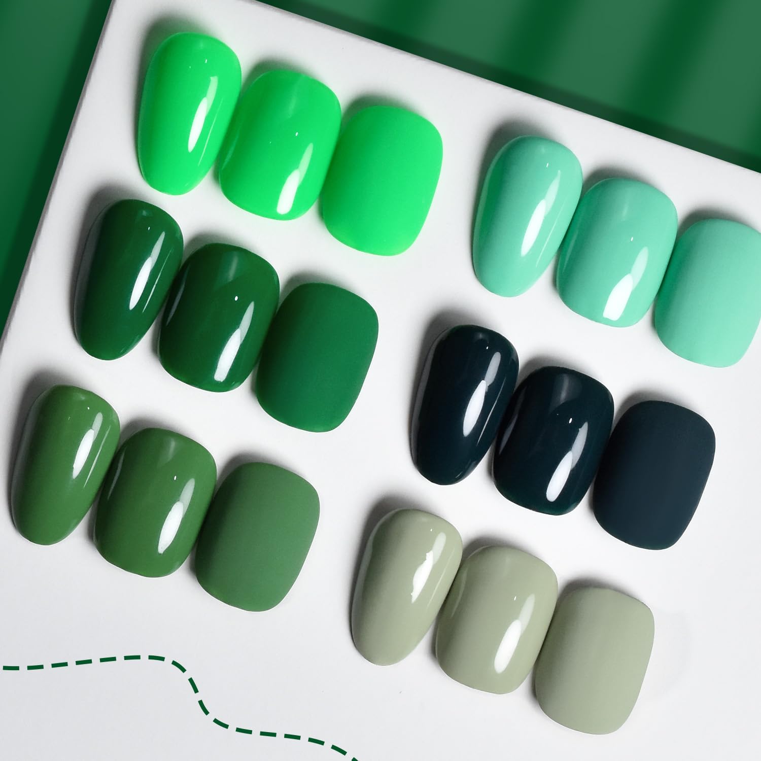 JODSONE St. Patrick's Day pack of gel colors for festive manicure.