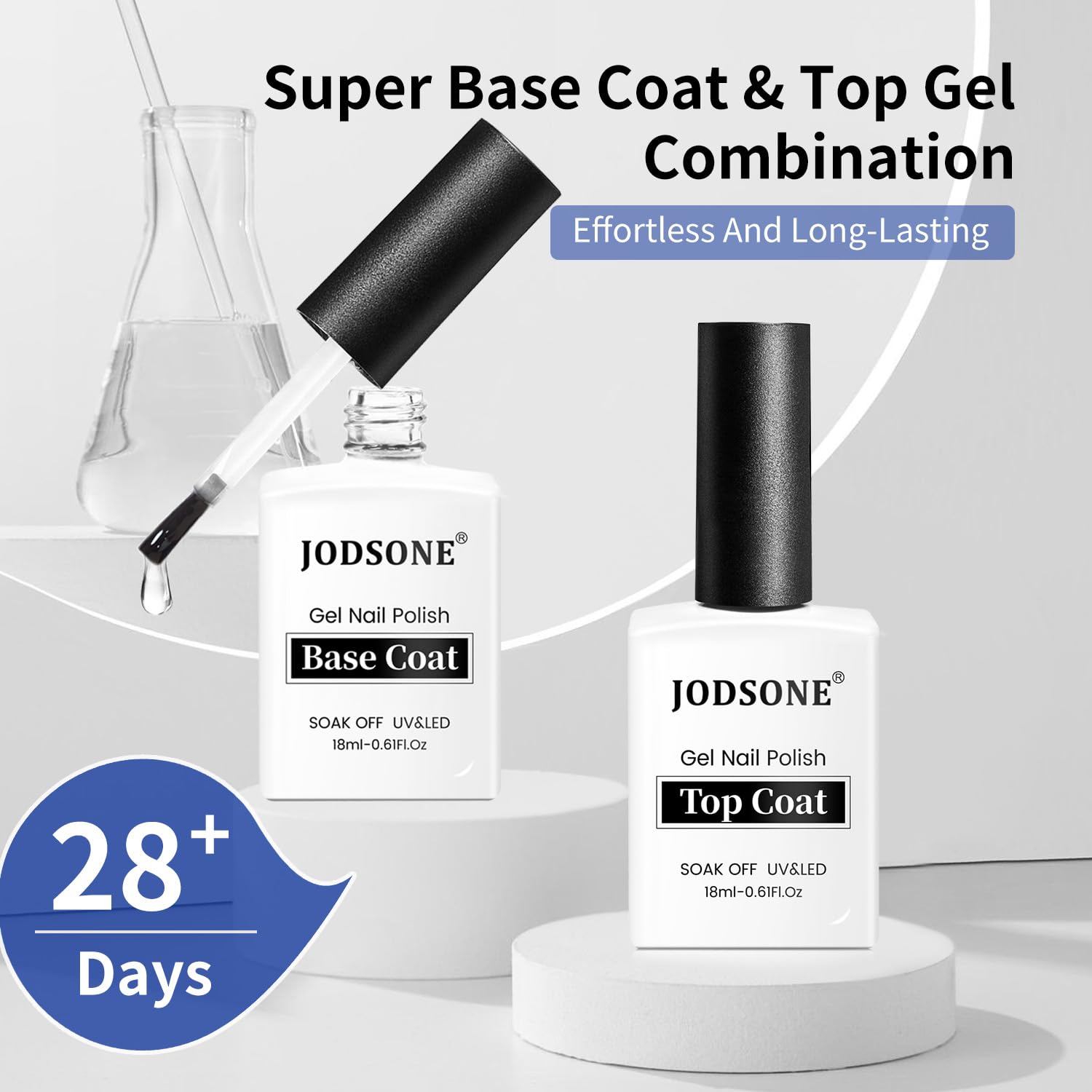 JODSONE topcoat 18ml bottle delivering lasting shine and chip resistance.