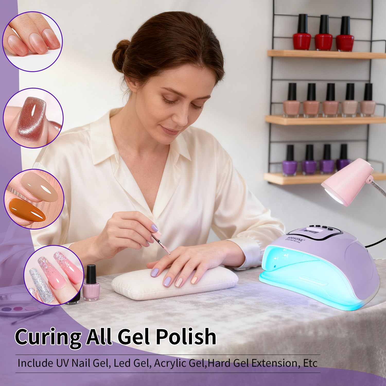 JODSONE U V LED Nail Lamp purple compact home setup