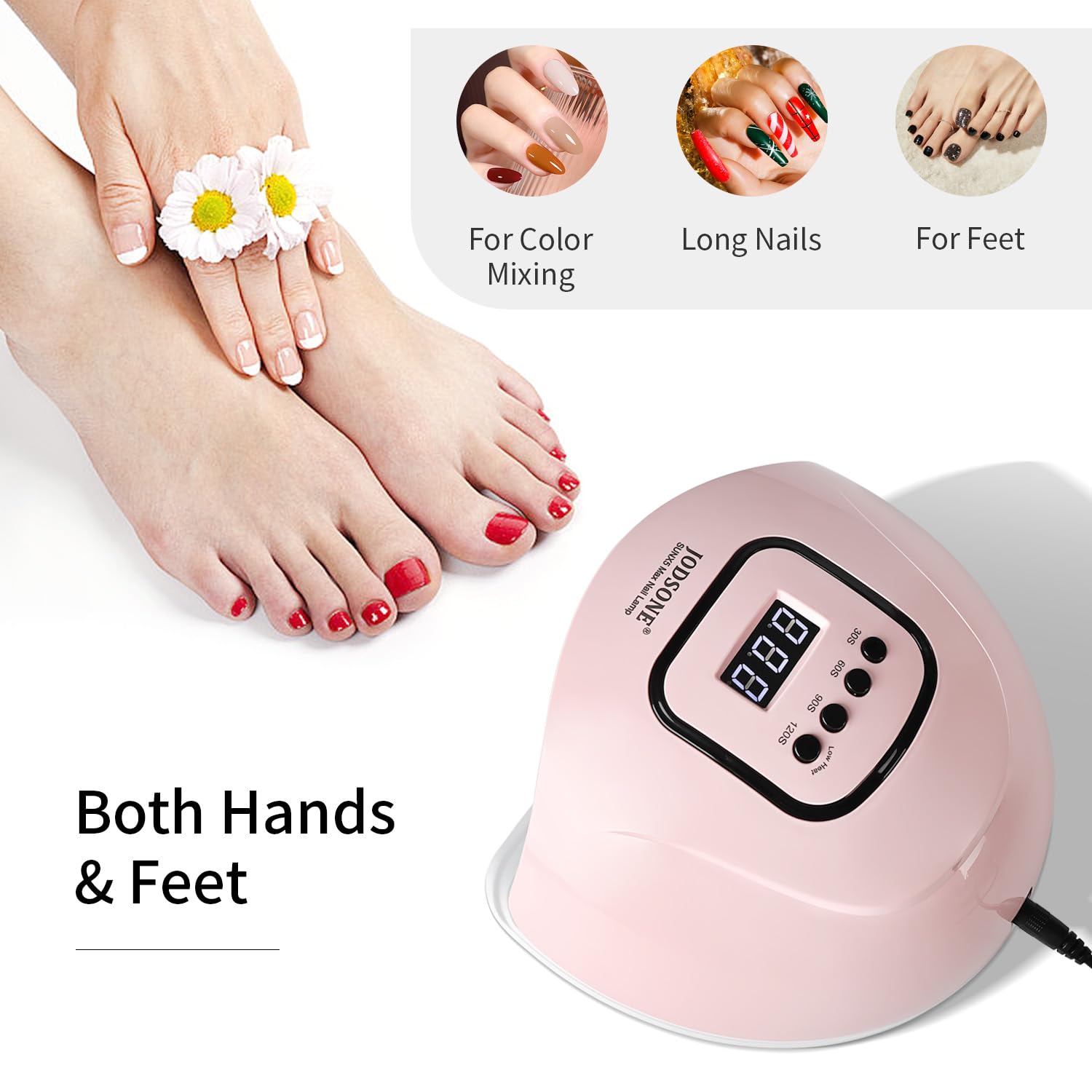 JODSONE UV LED nail lamp auto sensor pink enables hands-free operation