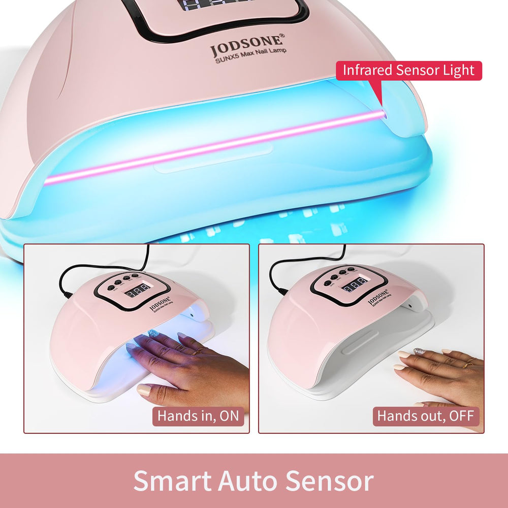 JODSONE UV LED nail lamp LCD display pink showing timer options